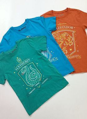 140-150码外单出口儿童男女童魔法学校短袖T恤衫夏装上衣