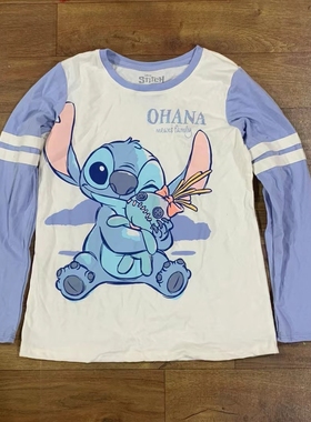 120-150码出口女童儿童史迪奇史迪仔春季长袖T恤衫打底衫上衣