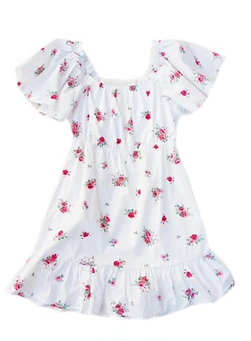 150-160码外单出口女童中大儿童田园碎花落肩露肩连衣裙公主裙