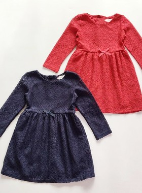 h家90-140码特价女童儿童中小童水溶蕾丝连衣裙公主裙礼服裙