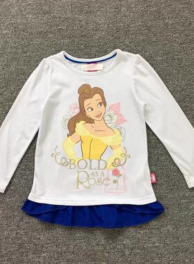 110-120码外单出口女童宝宝儿童贝尔公主长袖T恤衫打底衫春装上衣