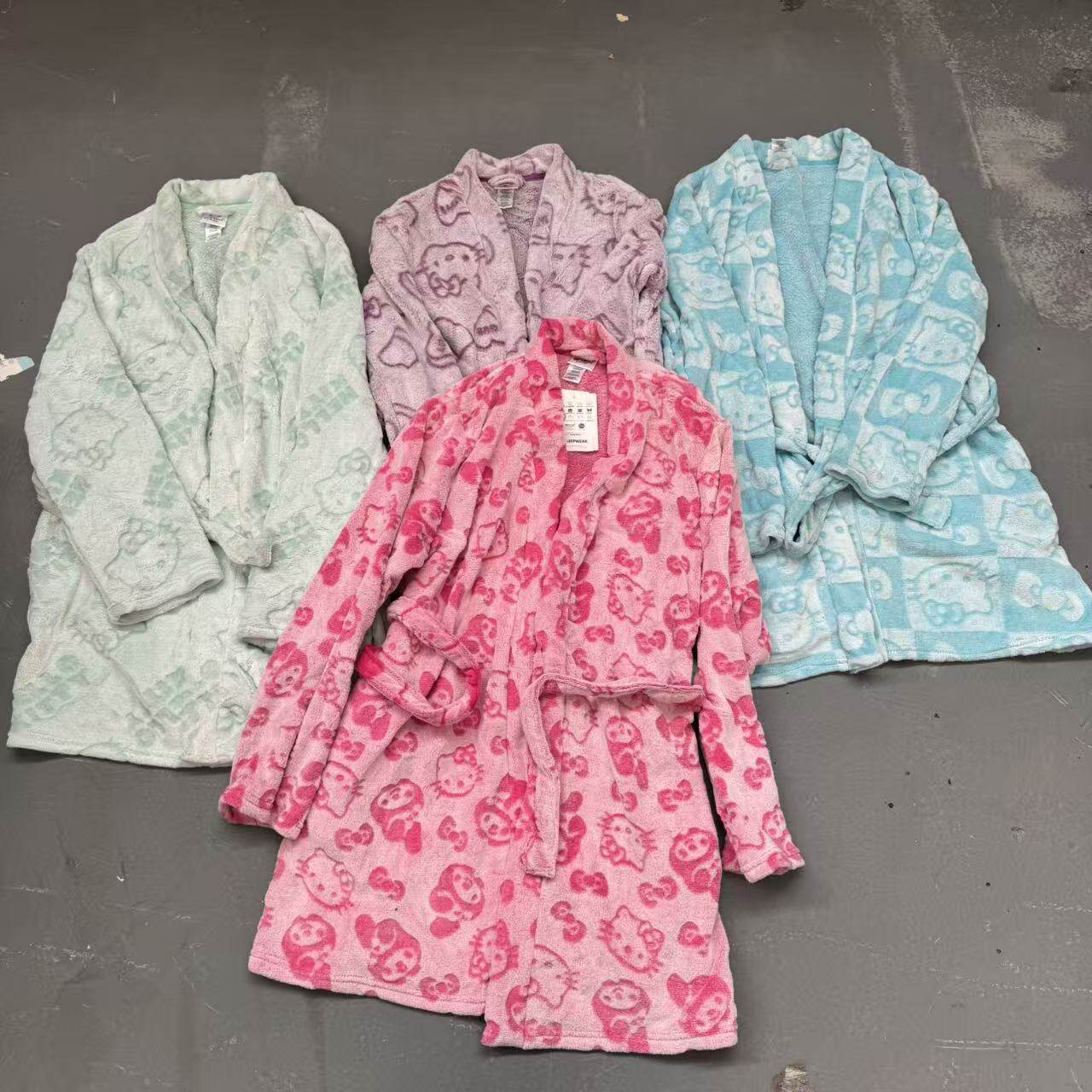 外贸出口欧美单女式少女成人HelloKitty秋冬珊瑚绒睡袍家居服浴袍