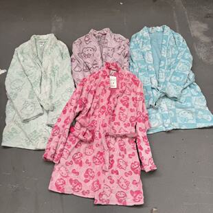 外贸出口欧美单女式少女成人HelloKitty秋冬珊瑚绒睡袍家居服浴袍