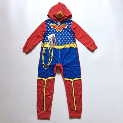 110-130码外单出口女男童儿童神奇女侠蝙蝠侠连体衣家居服睡衣
