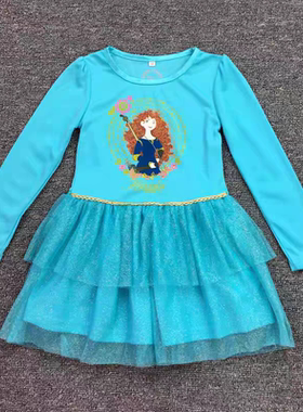 万圣节110-140码女童勇敢传说迈瑞达公主蛋糕裙长袖公主连衣裙