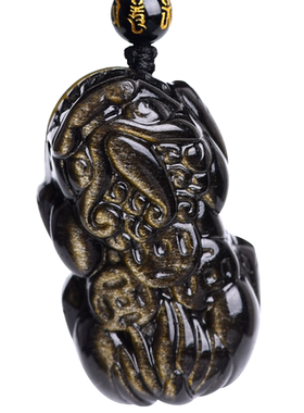 天然黑曜石貔貅吊坠挂件
