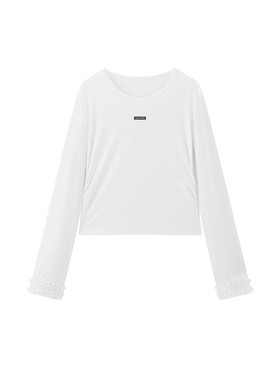 【商场同款】logo绣标修身长袖T恤夏新款白色打底衫女C1CPG2117