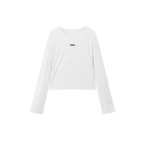 【商场同款】logo绣标修身长袖T恤夏新款白色打底衫女C1CPG2117