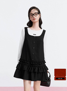 【商场同款】甜美肌理感纹理连衣裙女夏下摆木耳边裙子C1FAG2165