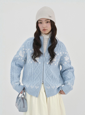 【费尔岛】甜美商场同款立领针织开衫女冬天鹅毛衣外套C1EDF4420