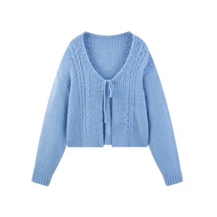 【商场同款】珍珠绞花线开衫24冬新款针织毛衣外套C1EDE4206