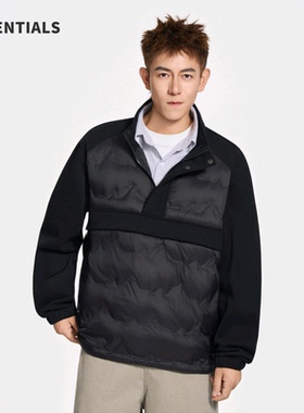 ESSENTIALS轻薄羽绒服冬季男装运动保暖鹅绒摇粒绒拼接男士外套
