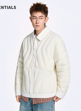ESSENTIALS鸭绒轻薄衬衣式羽绒服男士2025冬宽松休闲男款工装外套