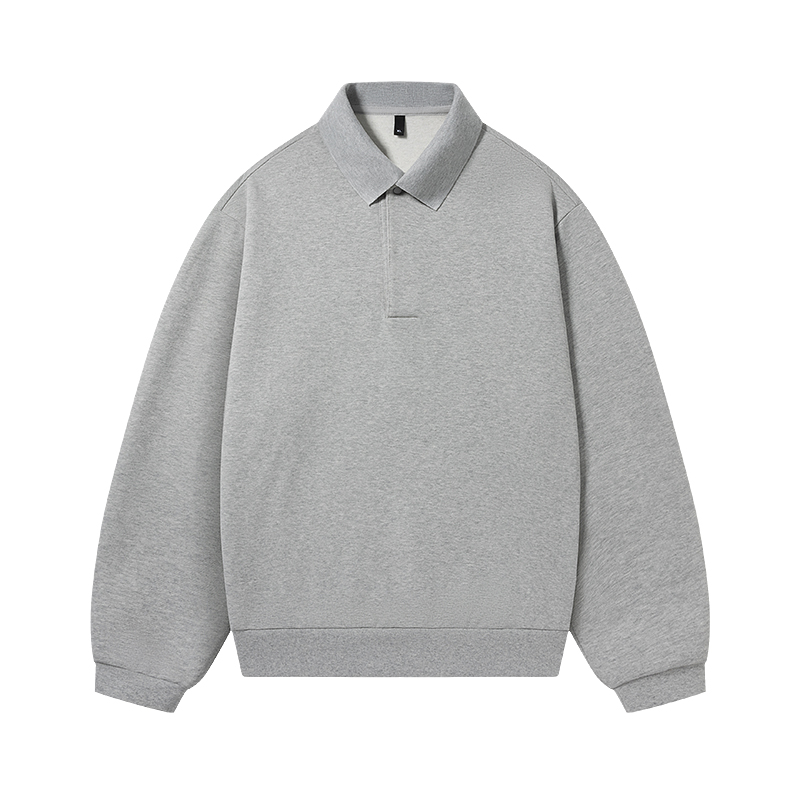 ESSENTIALS新款美式重磅380G长袖polo衫男情侣宽松半开领卫衣上衣