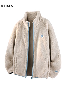 ESSENTIALS美式摇粒绒立领棉衣男冬季宽松软糯加厚保暖毛绒外套