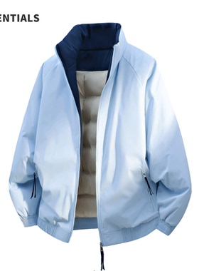 ESSENTIALS纯色立领棉服男2025年冬季新款加厚保暖防寒棉衣外套