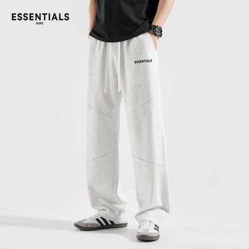 ESSENTIALS HOPE【云朵柔软触感】白花灰休闲运动裤男士直筒卫裤