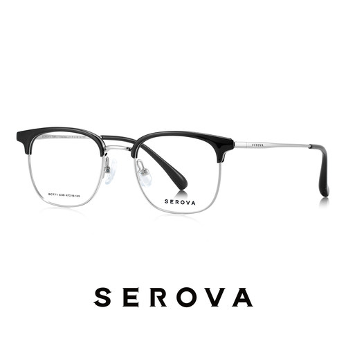 SEROVA施洛华商务男士近视眼镜眉线半框钛架防蓝光可配度数SC771