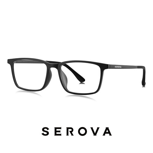 SEROVA施洛华超轻黑色方框眼镜框男款商务近视眼镜可配度数 SF835