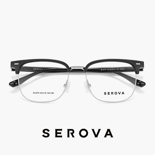SEROVA施洛华超轻商务通勤眉线半框近视眼镜架可配度数镜片 SL975