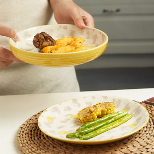 陶瓷水果盘8寸菜盘子小清新餐具日式漂亮小盘子家用汤盘汤碗微瑕