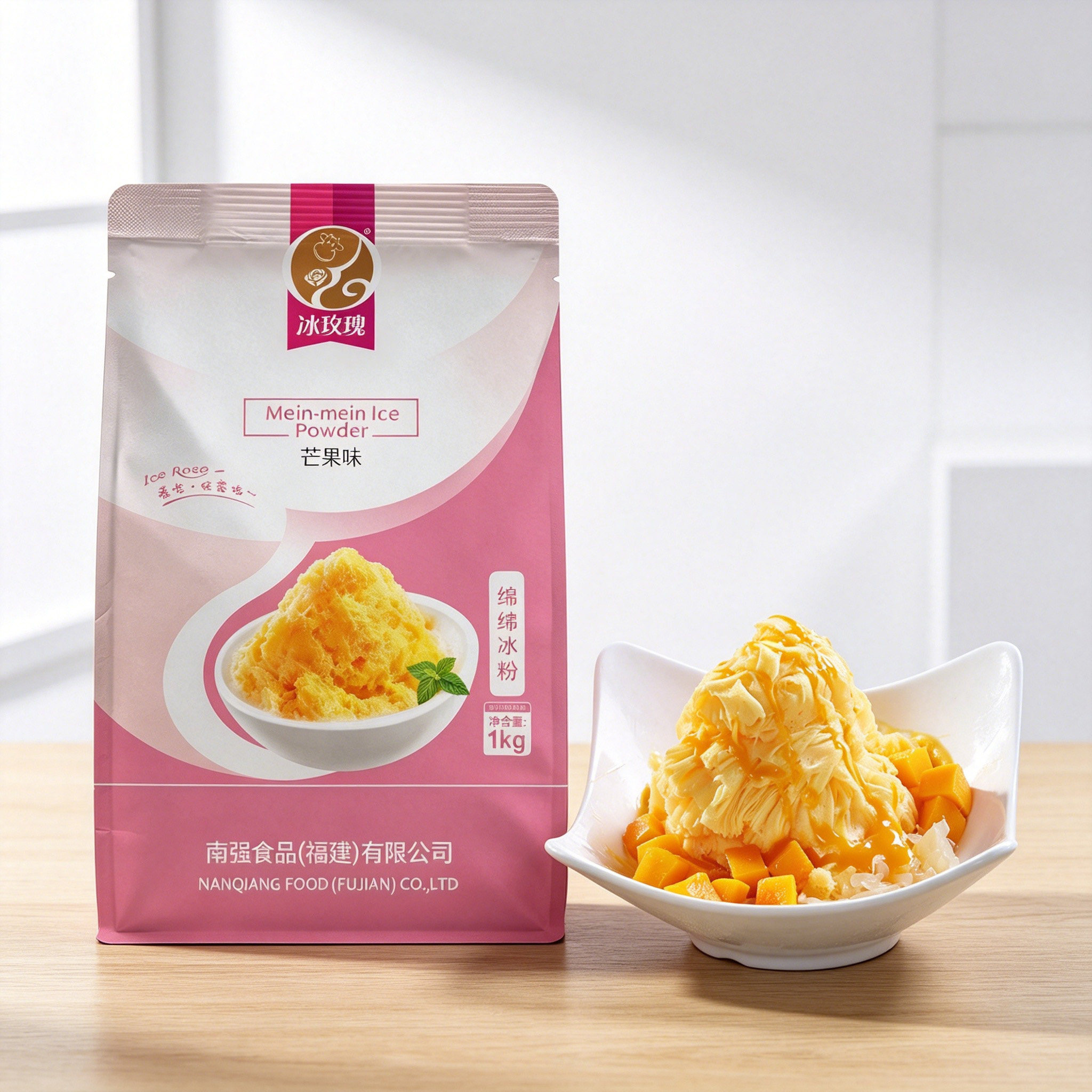 芒果味绵绵冰粉商用台湾配方奶茶店专用刨冰机用雪花冰原料1000g