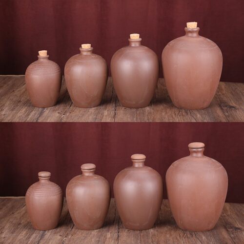 外无釉复古土陶密封存酒罐空酒瓶