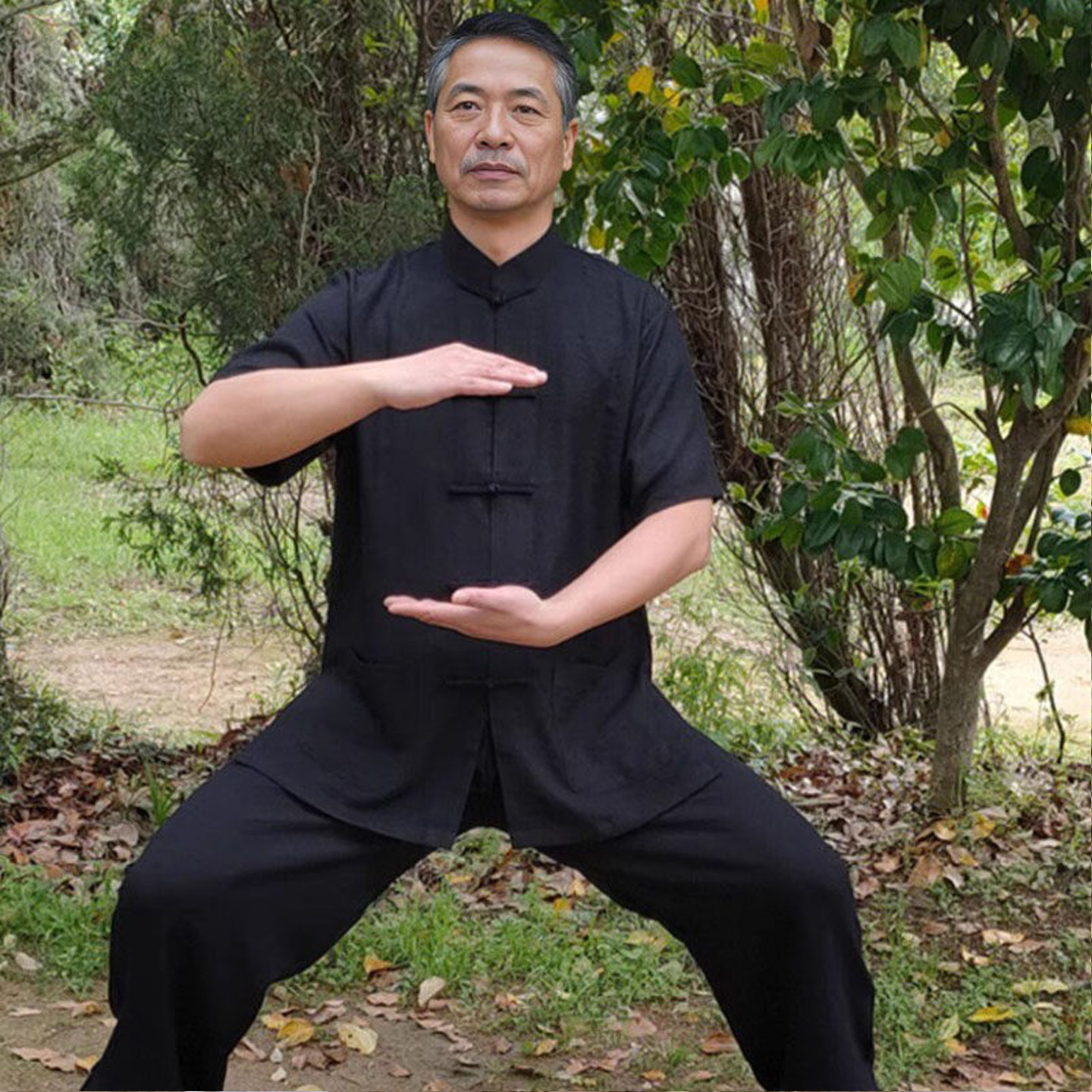 太极服男士夏季棉麻中老年女太极拳服装八段锦短袖亚麻武术功夫
