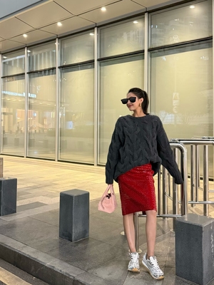 原单手工编制皮裙红女王感满满