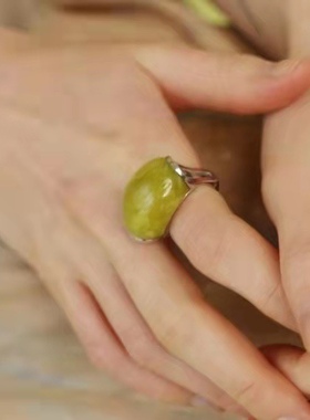 葡萄石纯银新中式黄果绿