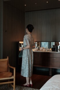 小众设计师 日单印花连衣裙女收腰系带宽松显瘦中长款短袖茶歇裙