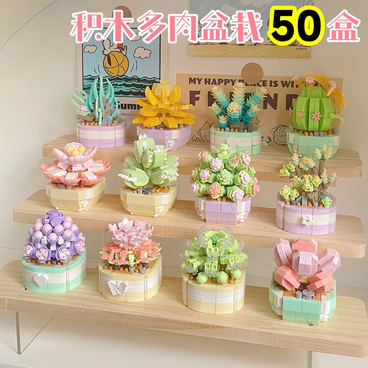 创意DIY鲜花积木多肉盆栽益智玩具小礼品幼儿园分享礼物学生奖品