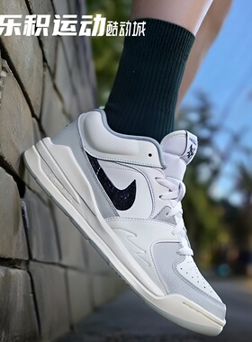 乐积运动 JORDAN STADIUM 90 蛇年黑白低帮复古篮球鞋 HV4092-100