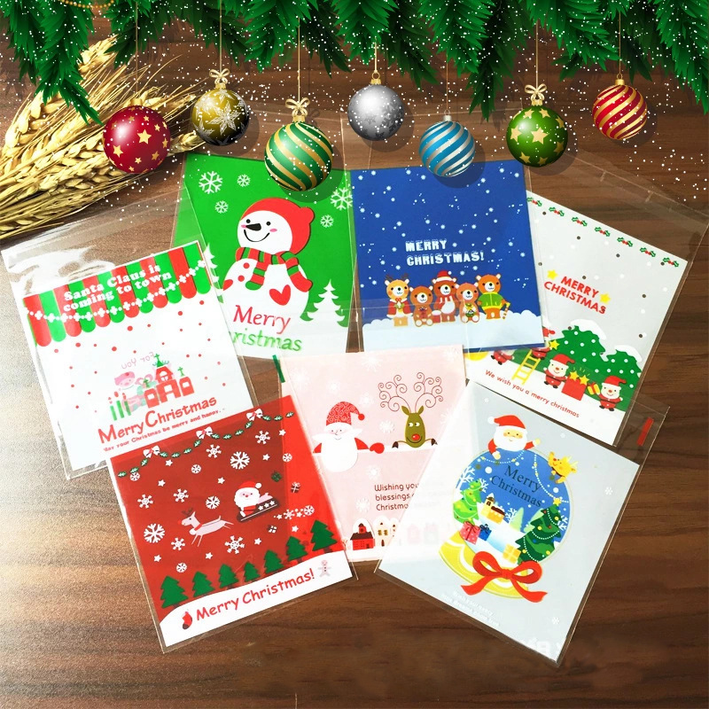 圣诞节糖果自粘袋透明密封口袋卡通礼品袋曲奇饼干烘焙包装袋自封