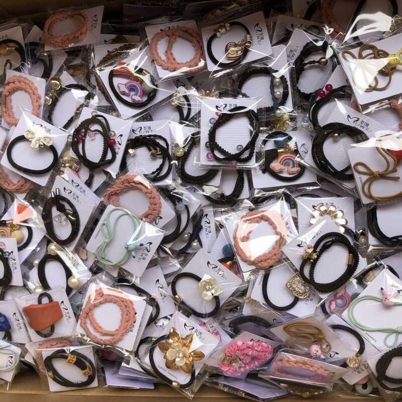 网红韩版头绳论斤称混饰发圈夜市摆摊货源高弹力百搭皮筋发夹