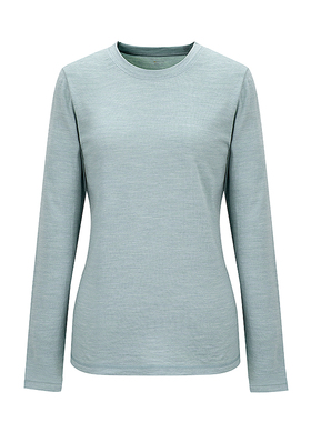 天赋灵感澳洲美丽诺羊毛吸汗速干温控保暖女士圆领长袖100252