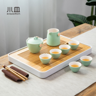 轻奢办公家用客厅简约现代日式 茶具套装 小型陶瓷整套功夫茶带茶盘