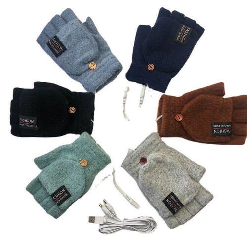 亚马逊USB暖手宝半指手套男款