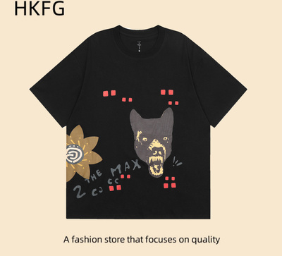 TravisScott卡通涂鸦印花短袖