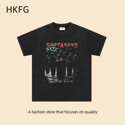 FEAR OF GOD暗夜使者美式复古短袖男士vintage水洗做旧重磅T恤FOG