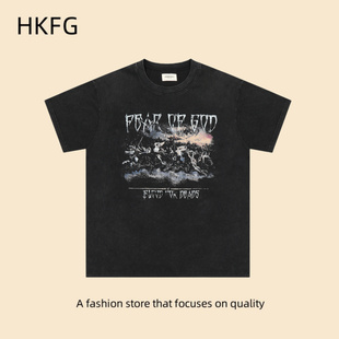 FEAR OF GOD复古Fog诸神之战水洗做旧短袖T恤美式高街宽松休闲VTG