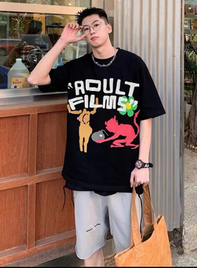 CPFM侃爷KANYE短袖男士发泡印花小恶魔炸弹人高街宽松圆领T恤夏季