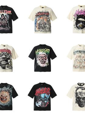 正确版hell地狱之星美式复古人物海报印花短袖T恤男女同款宽松夏