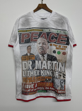 高版本VALE DREAMER人物海报水洗褪色做旧VTG美式高街男女短袖潮