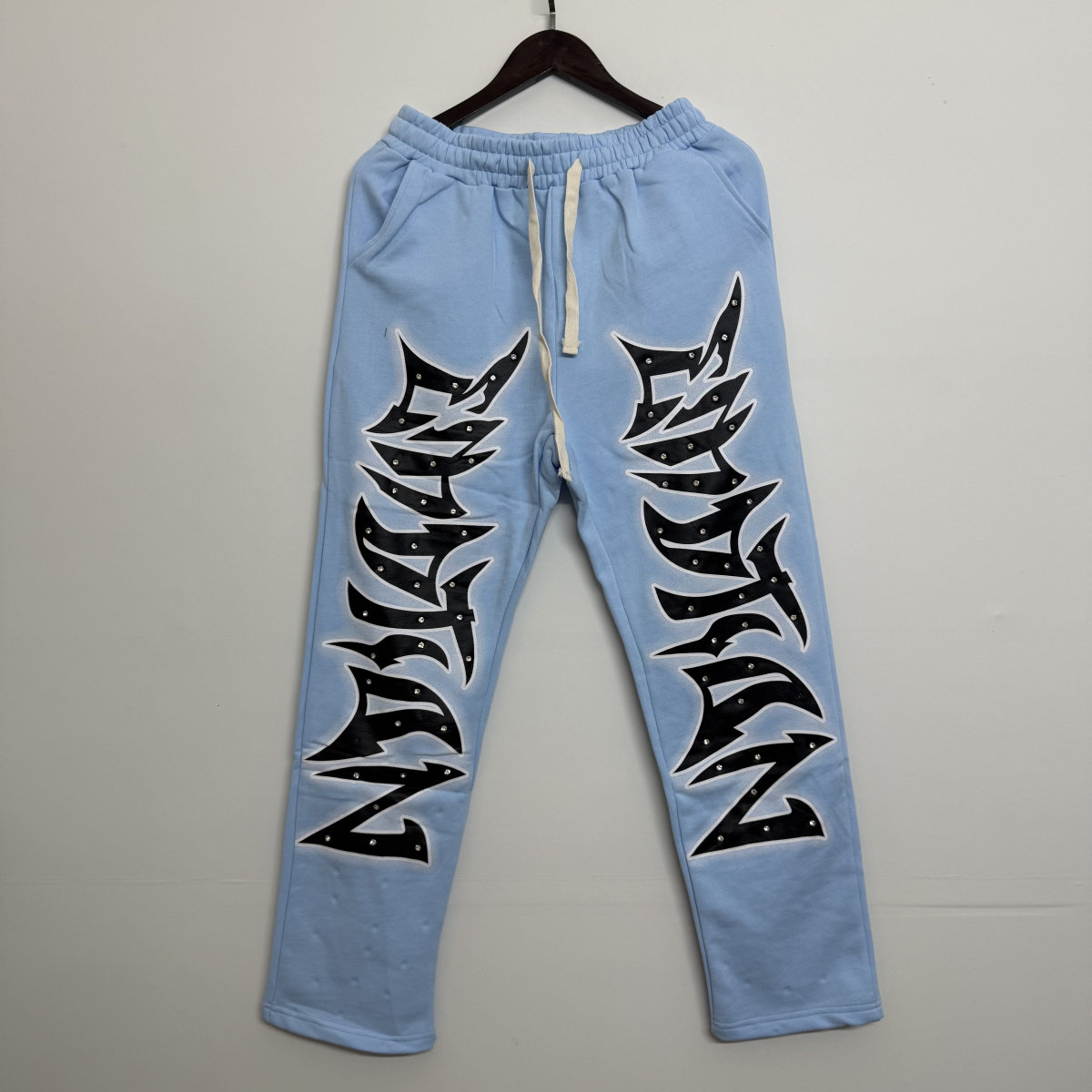 MIXED EMOTION美式高街烫钻字母印花男女宽松休闲运动卫裤长裤潮