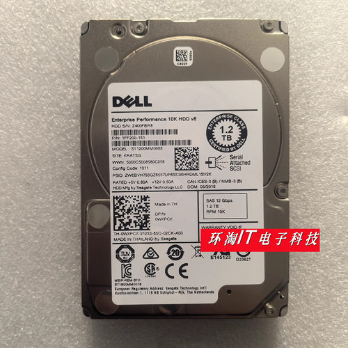 DELL MD3620i MD3660f MD3800i MD3820i硬盘1.2T 10K SAS 2.5 12G