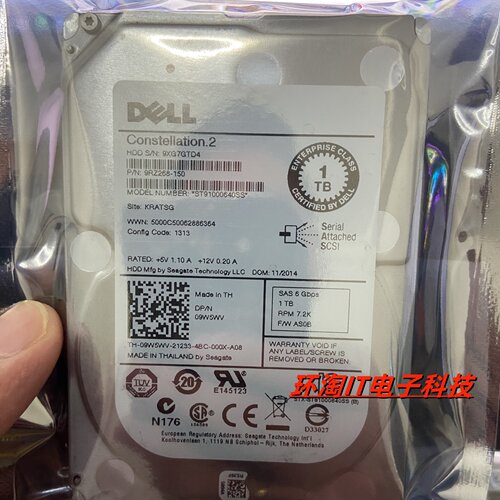 DELL M910 R810 R820 R910 R920 1T 1TB SAS 7.2K 2.5 09W5WV硬盘