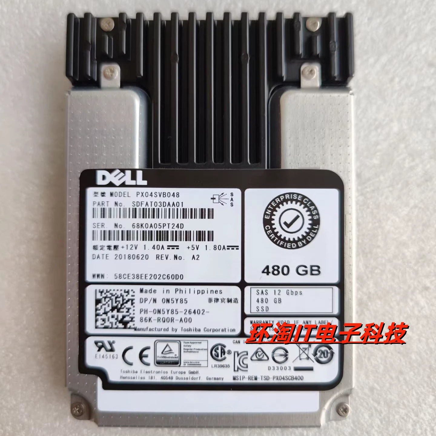 DELL 0N5Y85 PX04SVB048 480G SAS 12G SSD R740 R750 ME固态硬盘