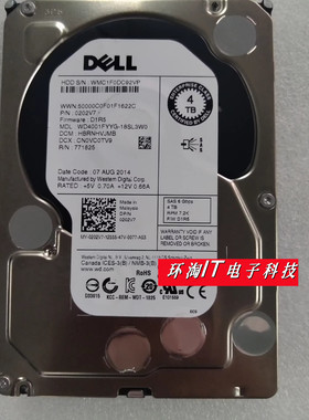 DELL WD4001FYYG 0202V7 202V7 4TB 7.2K SAS 3.5 6Gb服务器硬盘