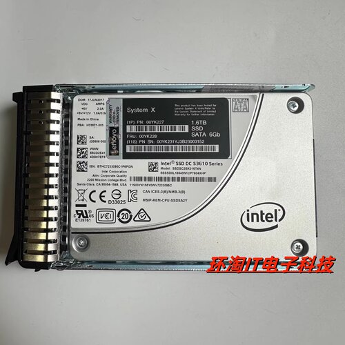 联想 00YK227 00YK228 1.6T 2.5 SSD SATA S3610 SR M4服务器硬盘